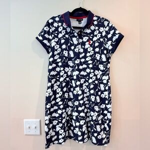 🔥US. Polo ASSN Navy and White Floral Dress Size L short sleeve Knee Length